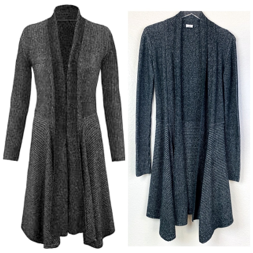 CAbi Black Marled Long Cloak Duster Cardigan Sweater Size S